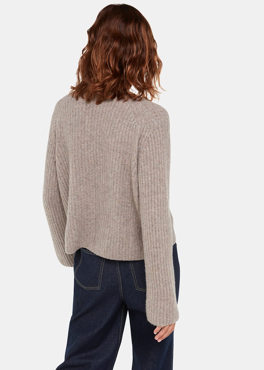 Neutral Wool Mix Rib Cardigan | WHISTLES | Whistles UK |